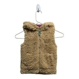 MINI BODEN FAUX FUR SHERPA FULL ZIP VEST WITH HOOD TODDLER GIRLS SIZE 2-3Y